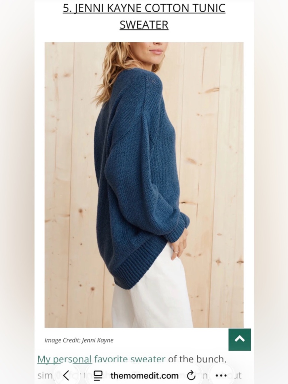 Jenni Kayne Cotton Tunic Sweater, Like New, S